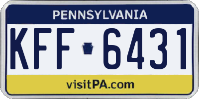 PA license plate KFF6431