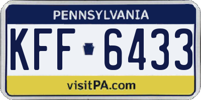 PA license plate KFF6433