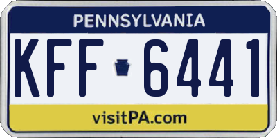 PA license plate KFF6441