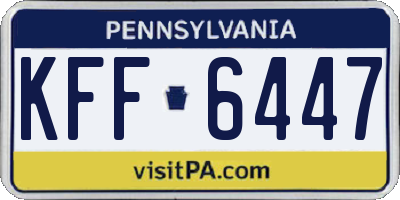 PA license plate KFF6447