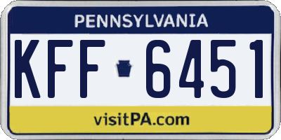PA license plate KFF6451