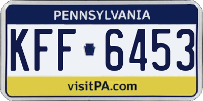 PA license plate KFF6453