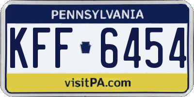 PA license plate KFF6454