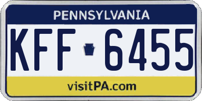 PA license plate KFF6455