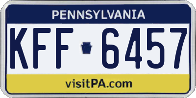 PA license plate KFF6457