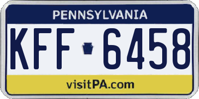 PA license plate KFF6458