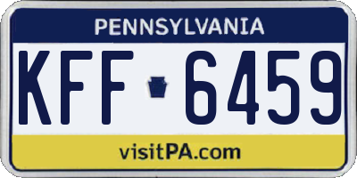 PA license plate KFF6459
