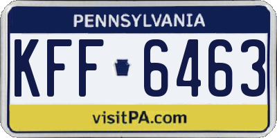 PA license plate KFF6463