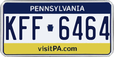 PA license plate KFF6464