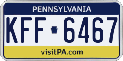 PA license plate KFF6467
