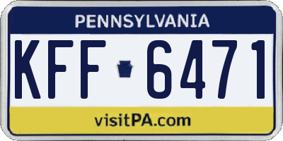 PA license plate KFF6471