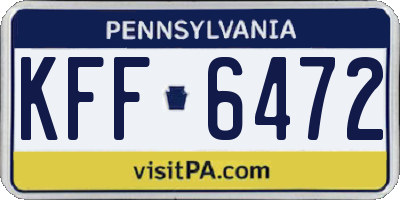 PA license plate KFF6472