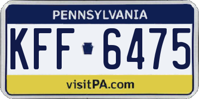 PA license plate KFF6475