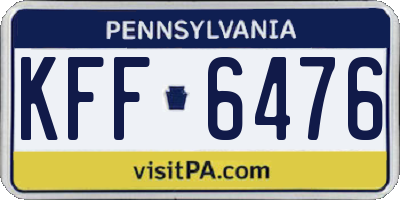 PA license plate KFF6476