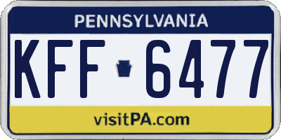 PA license plate KFF6477