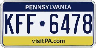 PA license plate KFF6478