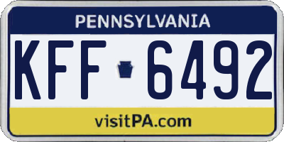 PA license plate KFF6492