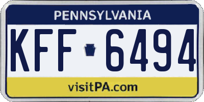 PA license plate KFF6494