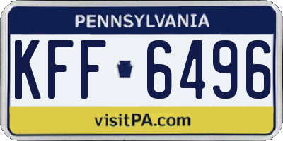 PA license plate KFF6496