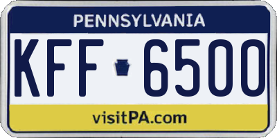PA license plate KFF6500