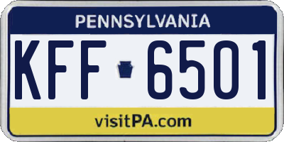 PA license plate KFF6501
