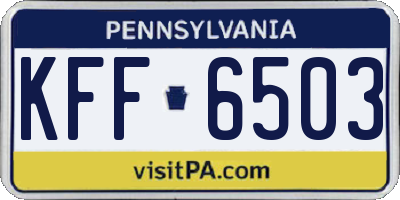 PA license plate KFF6503