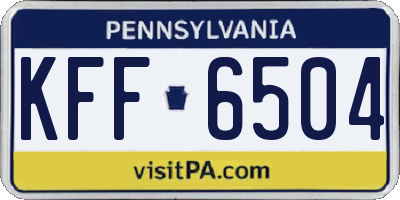 PA license plate KFF6504