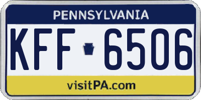 PA license plate KFF6506