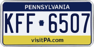PA license plate KFF6507