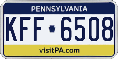 PA license plate KFF6508