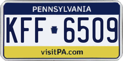 PA license plate KFF6509