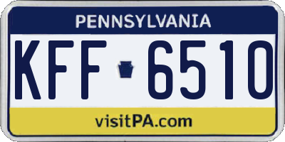 PA license plate KFF6510