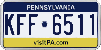PA license plate KFF6511