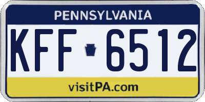 PA license plate KFF6512