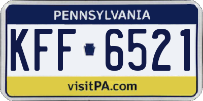 PA license plate KFF6521