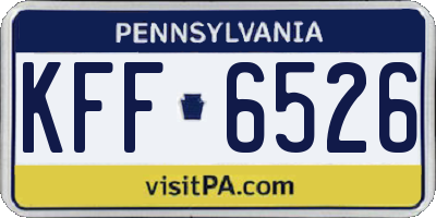 PA license plate KFF6526