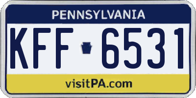PA license plate KFF6531