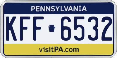 PA license plate KFF6532