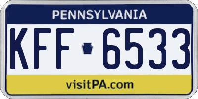 PA license plate KFF6533