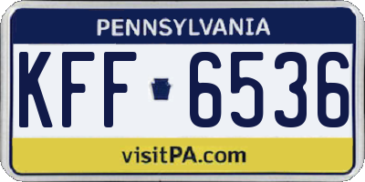 PA license plate KFF6536
