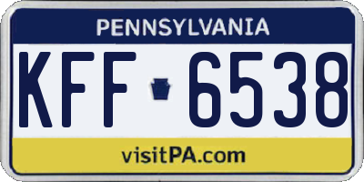 PA license plate KFF6538