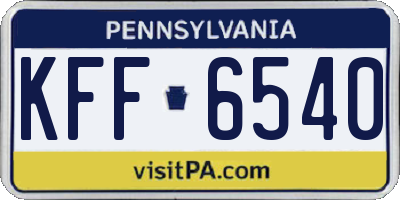 PA license plate KFF6540