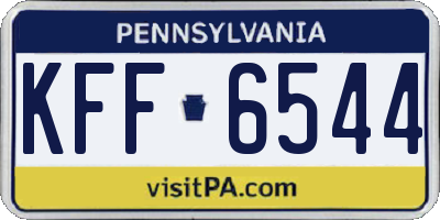 PA license plate KFF6544