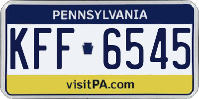 PA license plate KFF6545
