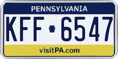 PA license plate KFF6547