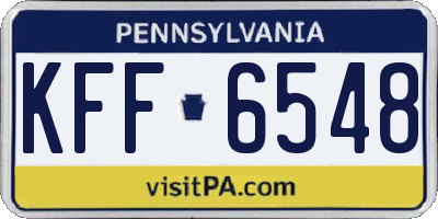 PA license plate KFF6548