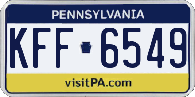 PA license plate KFF6549