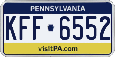 PA license plate KFF6552