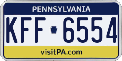 PA license plate KFF6554