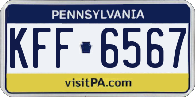 PA license plate KFF6567